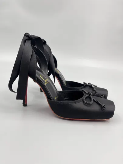 Black Ankle Strap Bow Pumps — pumps style example